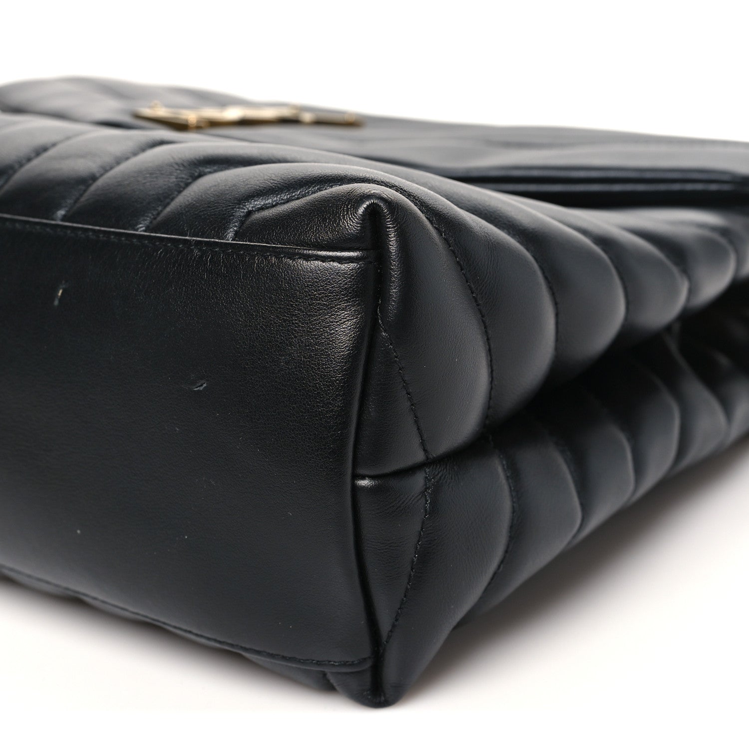 Calfskin Y Quilted Monogram Medium Loulou Chain Satchel Black