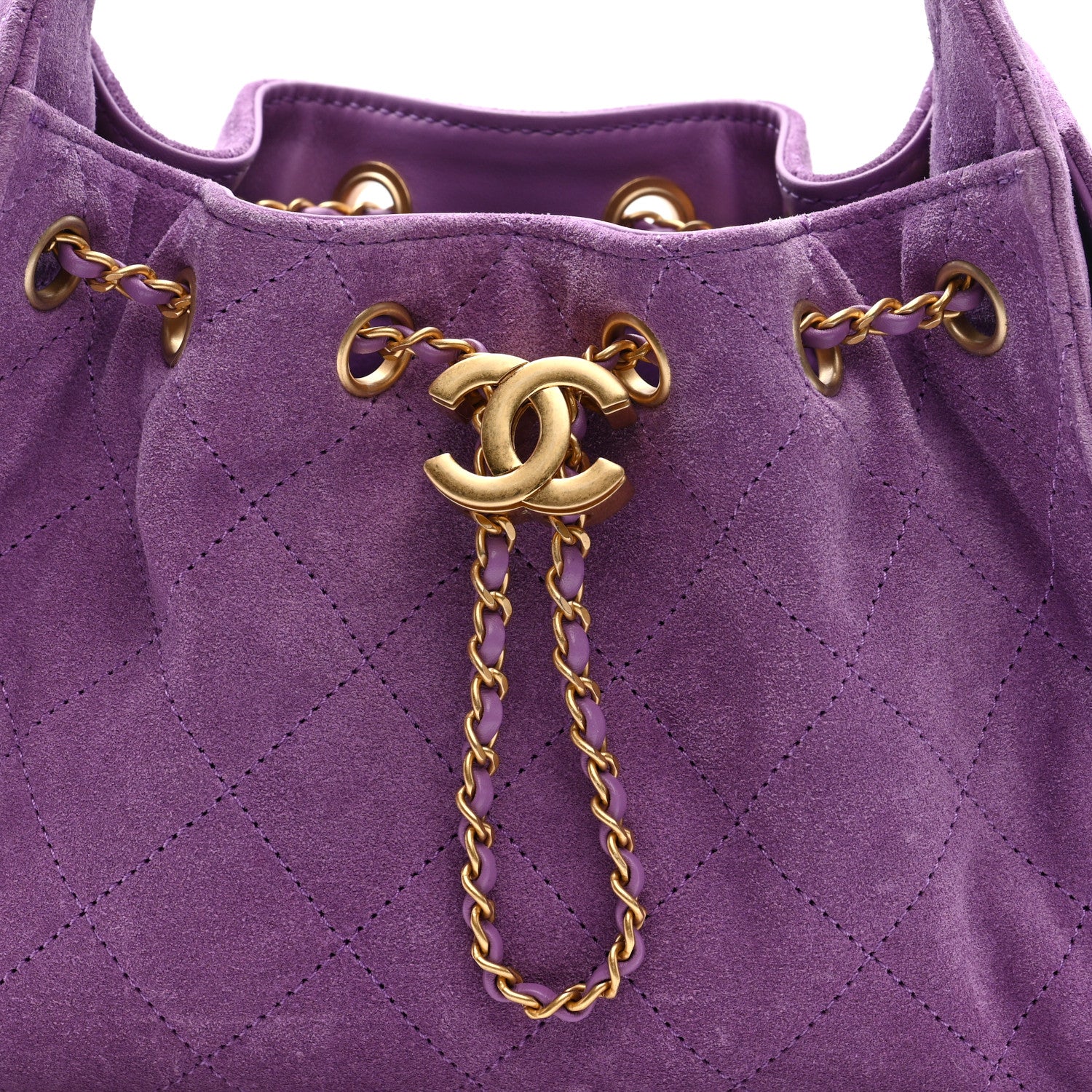 Suede Quilted Mini CHNL 25 Handbag Purple