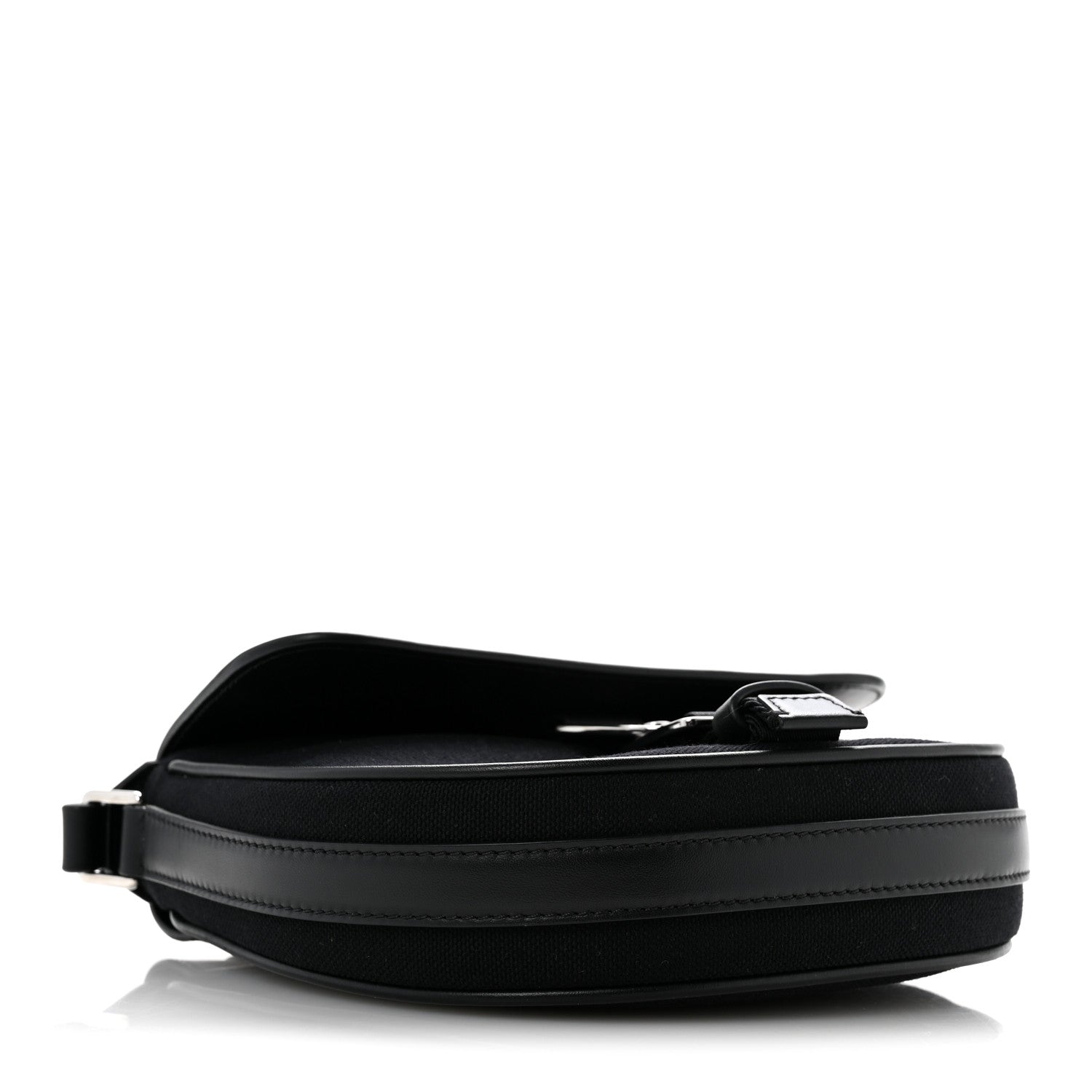 Calfskin Canvas Never Still Crossbody Flap Bag Black