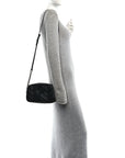 Calfskin Matelasse Monochrome Small GG Marmont Chain Shoulder Bag Black