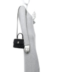 Lambskin Crystal Quilted Mini Trendy CC Dual Handle Flap Bag Black