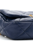 Goatskin Quilted CHNL 19 Waist Bag Dark Blue