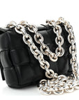 Lambskin Maxi Intreccio Padded Chain Cassette Crossbody Bag Black