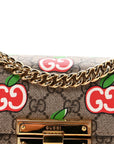 GG Supreme Monogram Apple Small Padlock Shoulder Bag Beige Multicolor Lobster Red