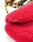 Shearling Nappa Mini Be Baguette Shoulder Bag Fuxia Black