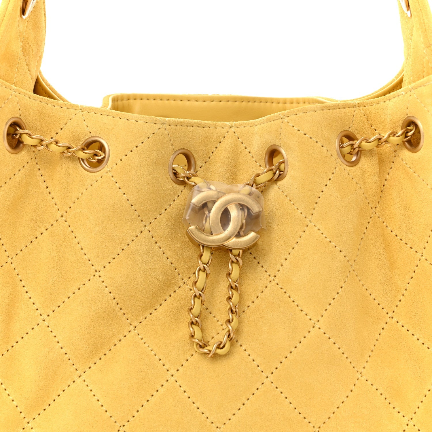 Suede Quilted Mini CHNL 25 Handbag Yellow