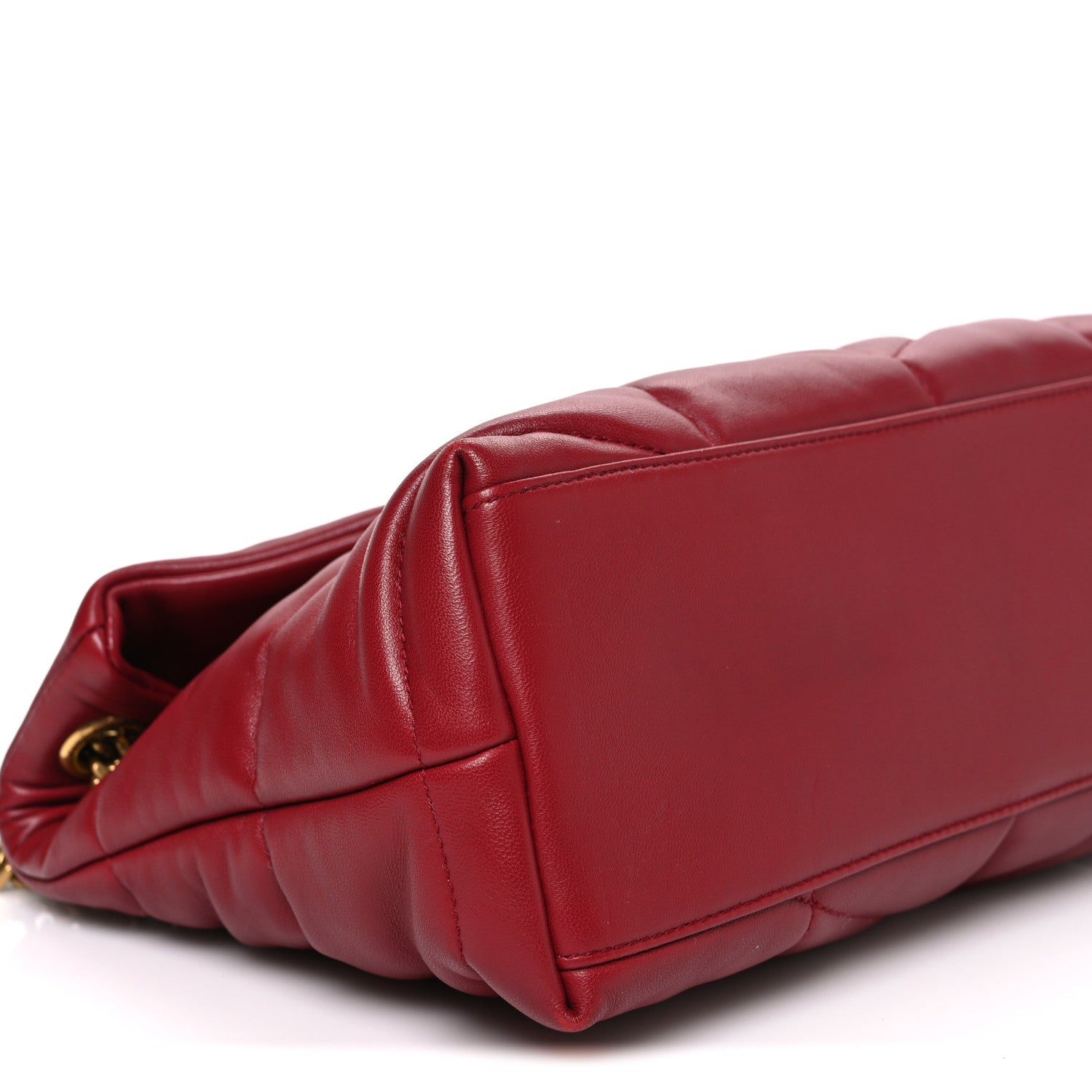 Lambskin Quilted Small Loulou Puffer Monogram Chain Satchel Red