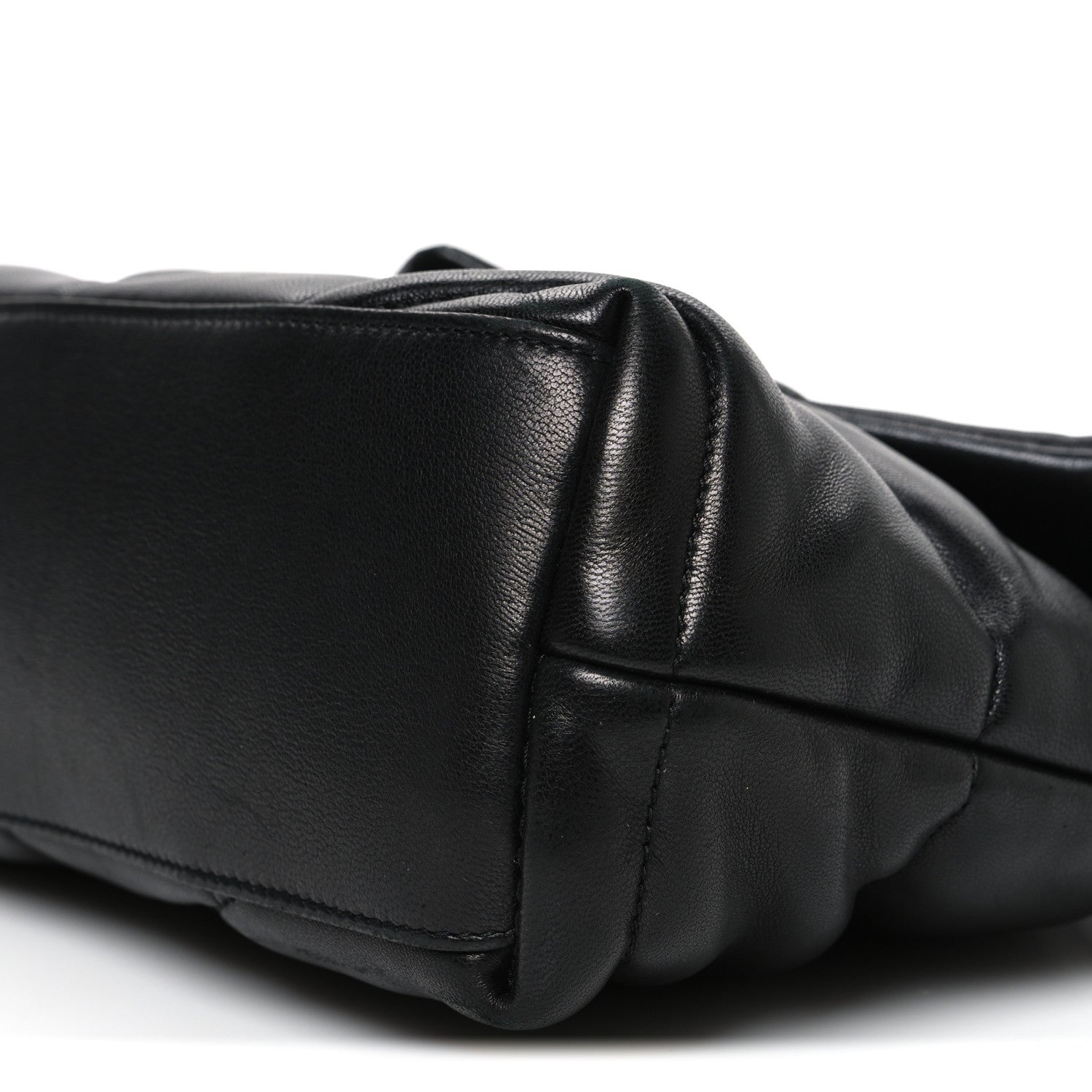 Lambskin Quilted Small Loulou Puffer Monogram Chain Satchel Black