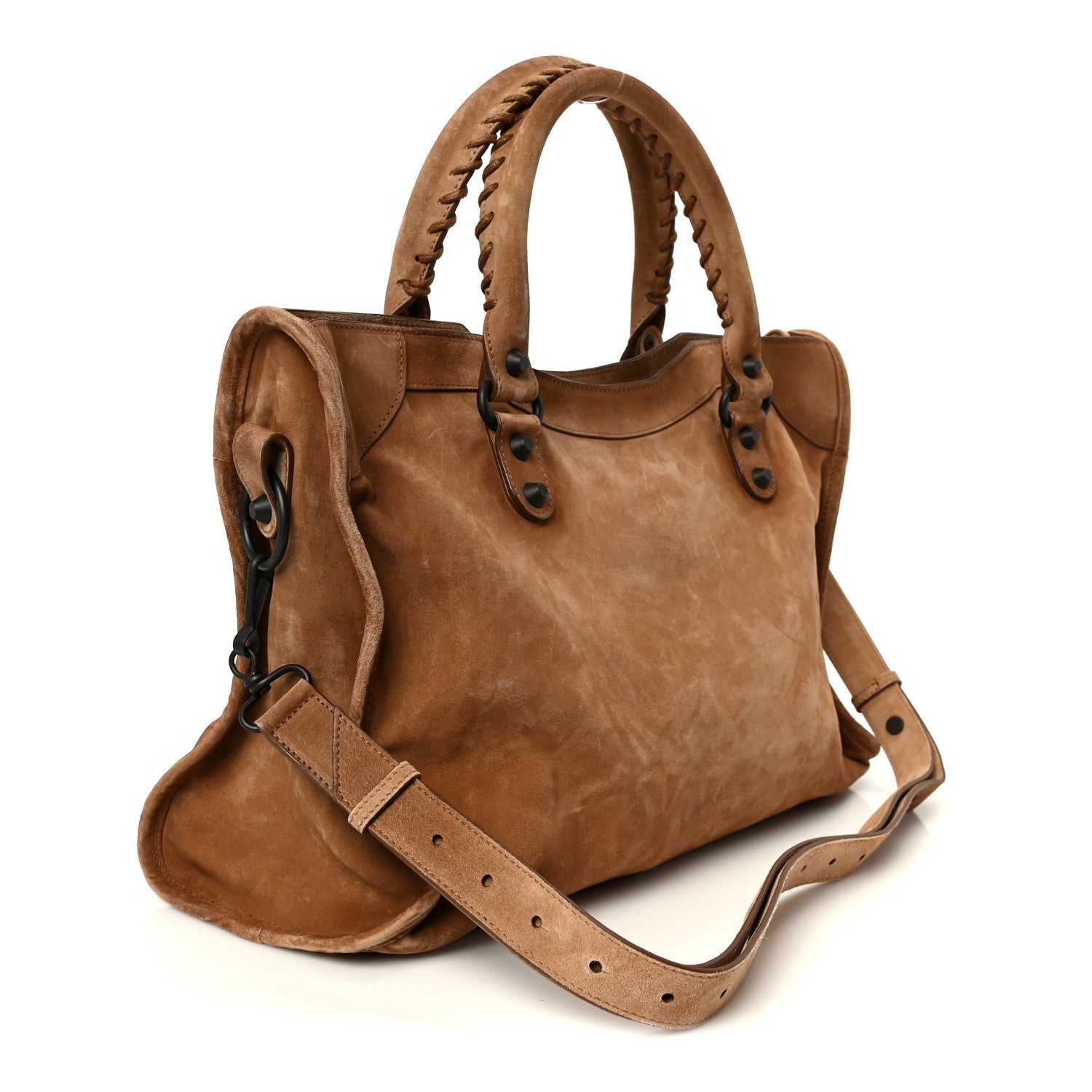 Waxed Suede Calfskin Classic Hardware Medium Le City Camel