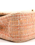 Tweed Quilted Medium Double Flap Orange Beige Multicolor