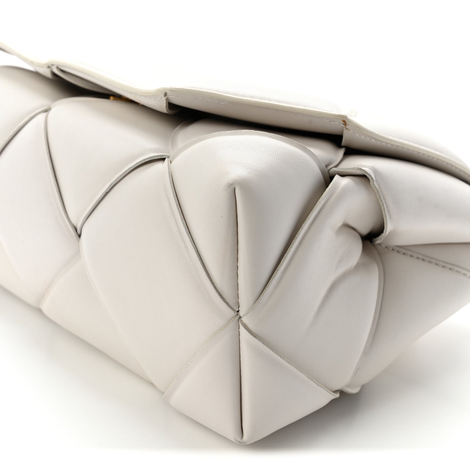 Nappa Intreccio Padded Top Handle Shoulder Bag White