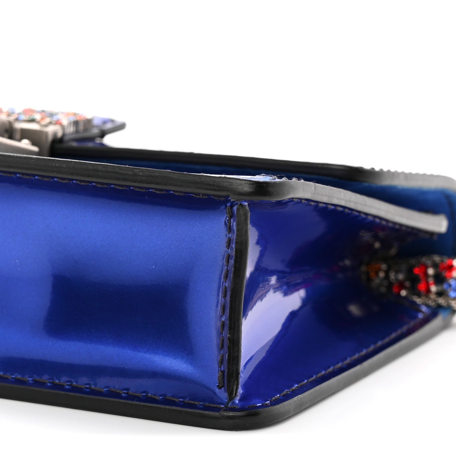 Metallic Patent Crystal D1ORaddict Flap Bag Blue