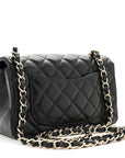 Lambskin Quilted Mini Rectangular Flap Black