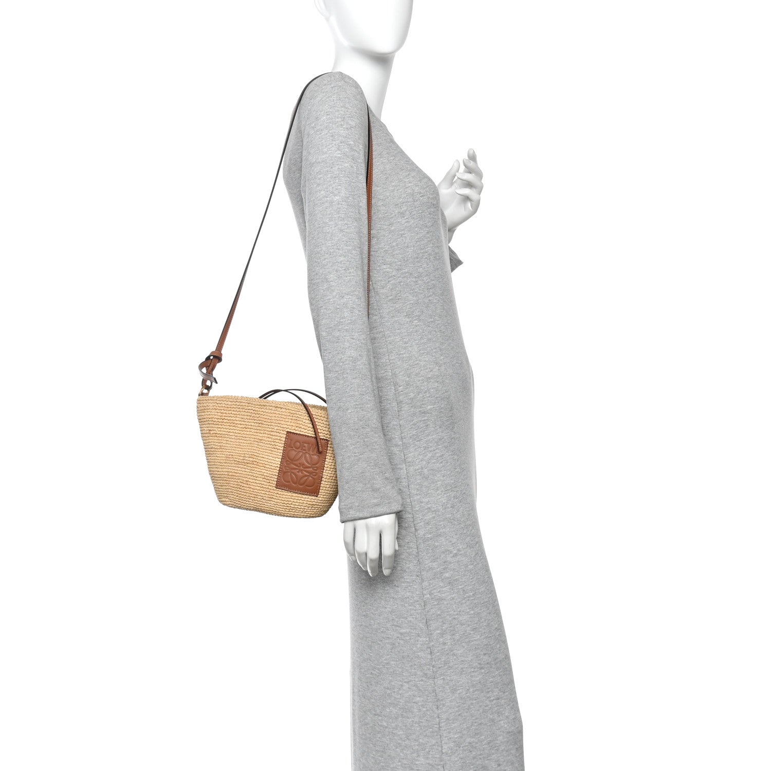 Calfskin Raffia Paulas Ibiza Pochette Bag Natural Tan