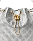 Metallic Caviar Quilted Medium CHNL 25 Handbag Silver