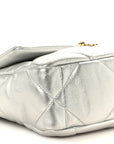 Metallic Lambskin Quilted Medium CHNL 19 Flap Silver