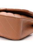 Lambskin Quilted Medium Double Flap Brown