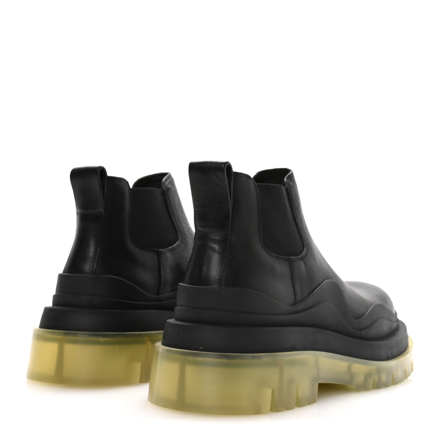 Calfskin The Tire Cropped Chelsea Short Boots 37 Black Transparent