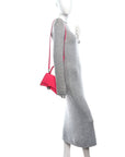 Shiny Box Calfskin Small Hourglass Top Handle Bag Acid Fuchsia