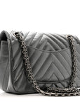 Metallic Aged Calfskin Chevron Quilted 2.55 Reissue Mini Flap Grey