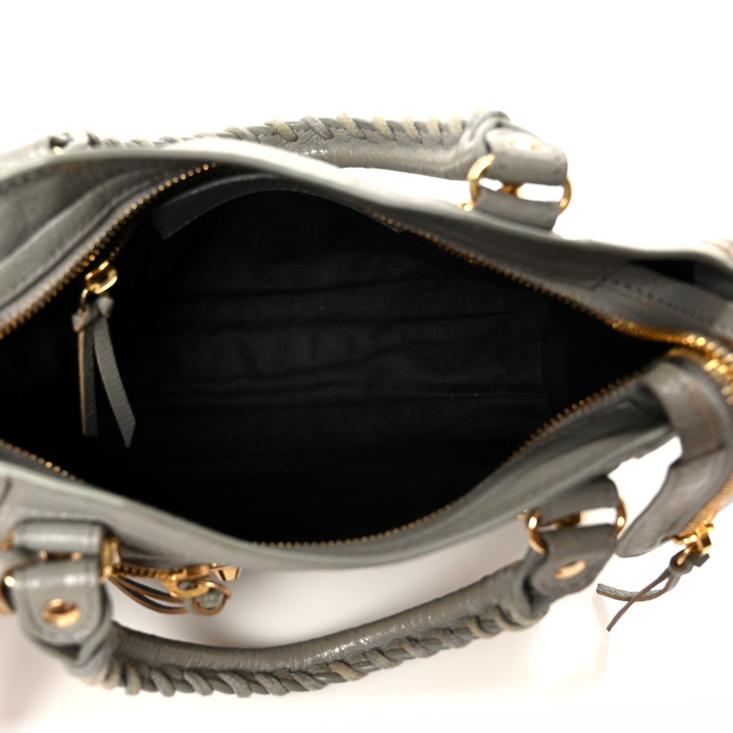 Chevre Gold Metallic Edge Hardware Mini City Gris Taupe
