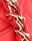 Caviar Quilted Medium Double Flap Red