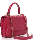 Lambskin Quilted Small Trendy CC Flap Dual Handle Bag Dark Pink