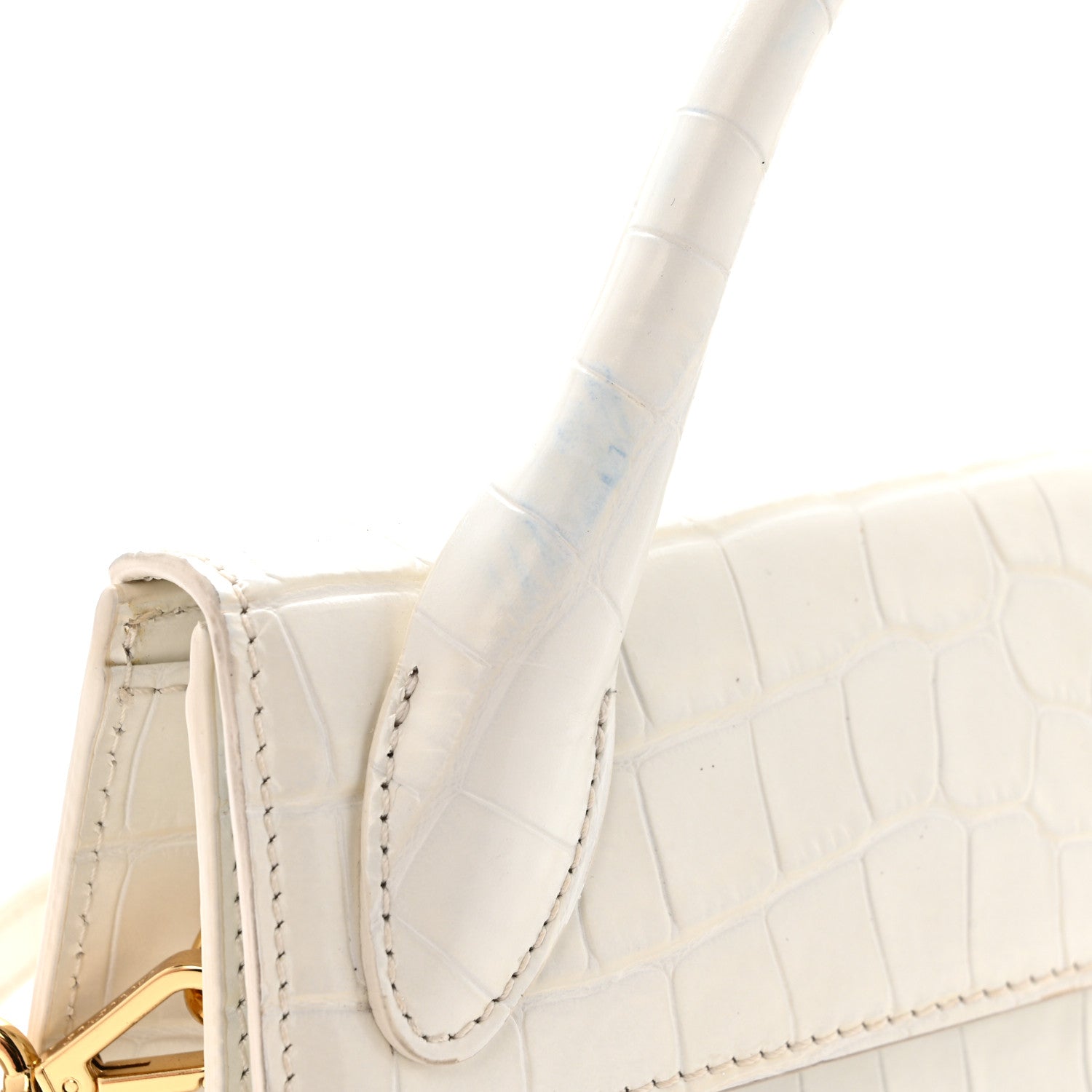 Calfskin Crocodile Embossed Le Chiquito Long White