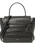Calfskin Crocodile Embossed Nano Belt Bag Grey