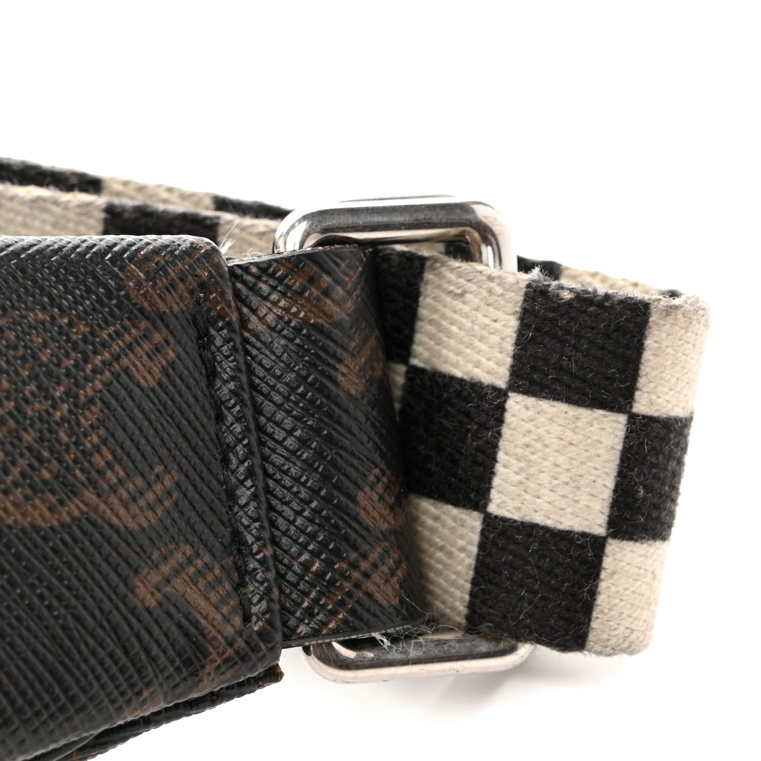 Triomphe Logo Canvas Checker Belt Bag Black