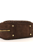 Suede Matelasse Large Arcadie Top Handle Bag Cocoa Brown