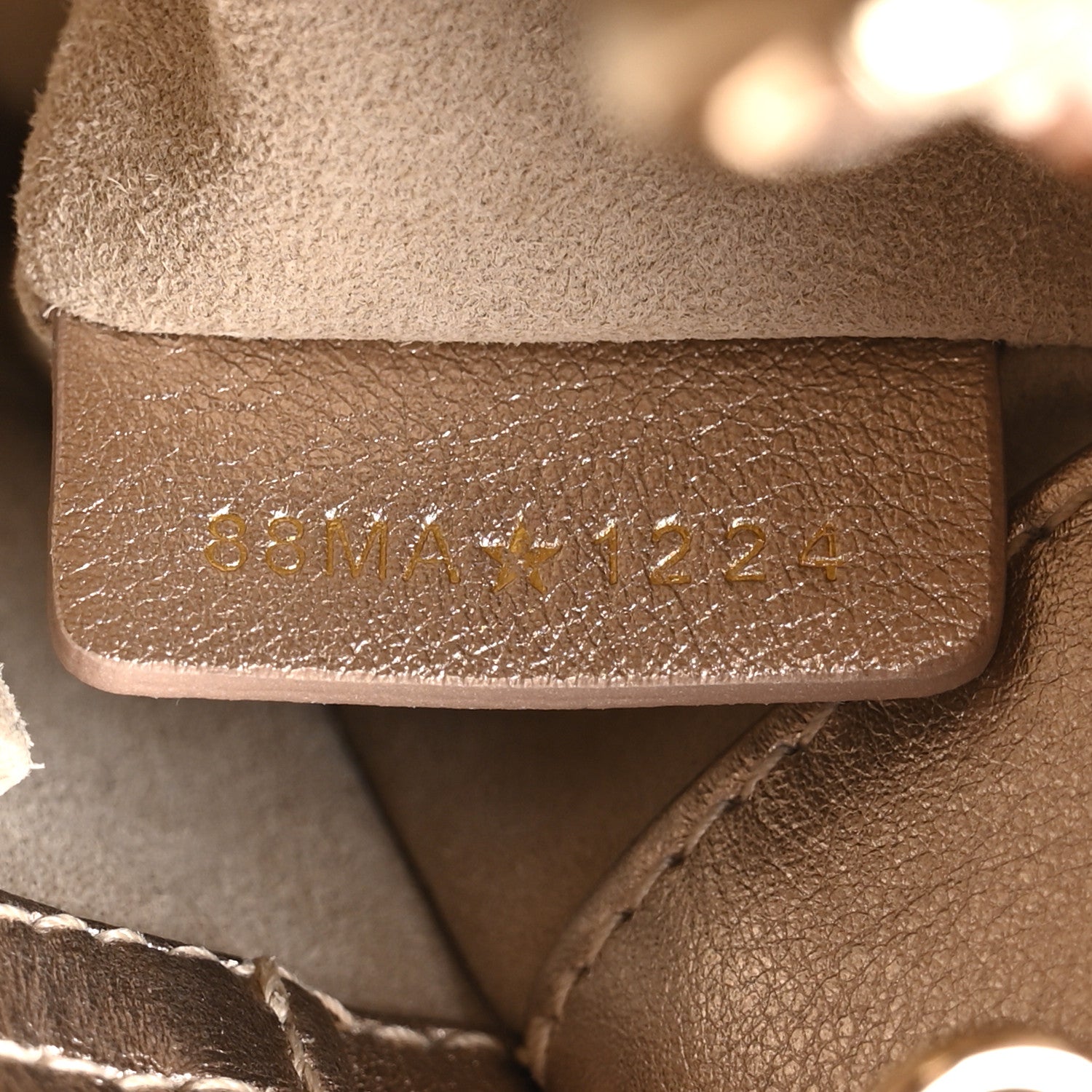 Metallic Lambskin Cannage Small Lady D-Joy Champagne