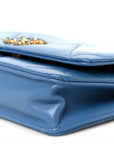 Lambskin Quilted CHNL 19 Wallet On Chain WOC Blue