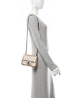 Metallic Lambskin Quilted Mini Square Flap Gold Black