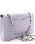 Caviar Quilted Medium Double Flap Light Purple