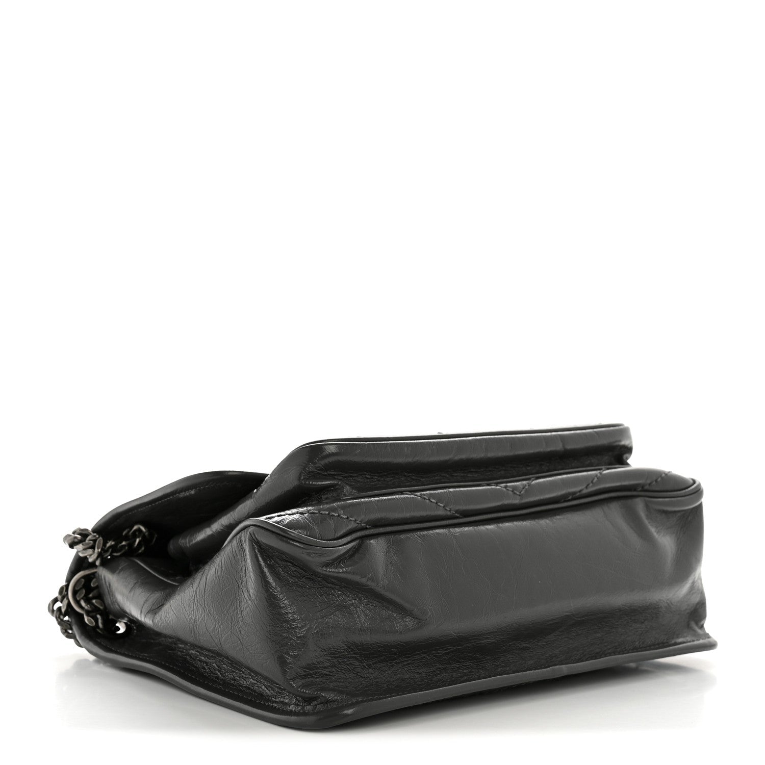 Crinkled Calfskin Matelasse Monogram Medium Niki Chain Satchel Storm