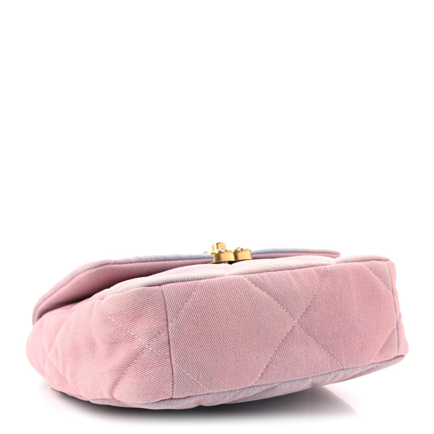 Denim Quilted Medium CHNL 19 Flap Blue Pink