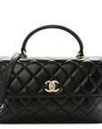 Lambskin Quilted Medium Trendy CC Flap Dual Handle Bag Black