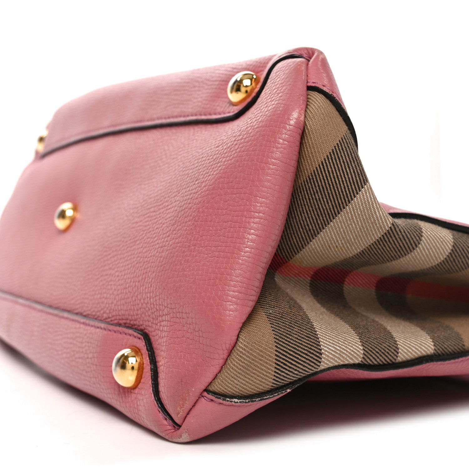 Grainy Calfskin House Check Medium Banner Tote Mauve Pink
