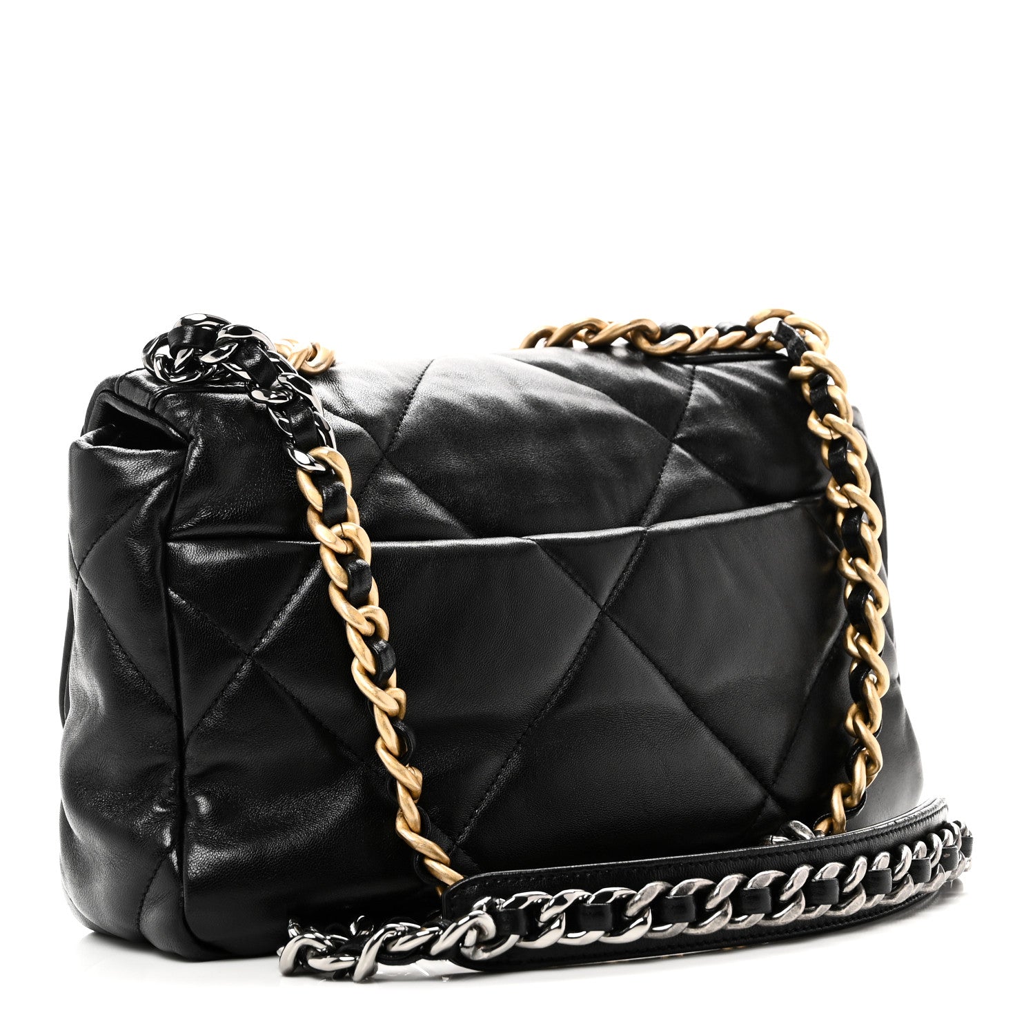 Goatskin Quilted Medium CHNL 19 Flap Black