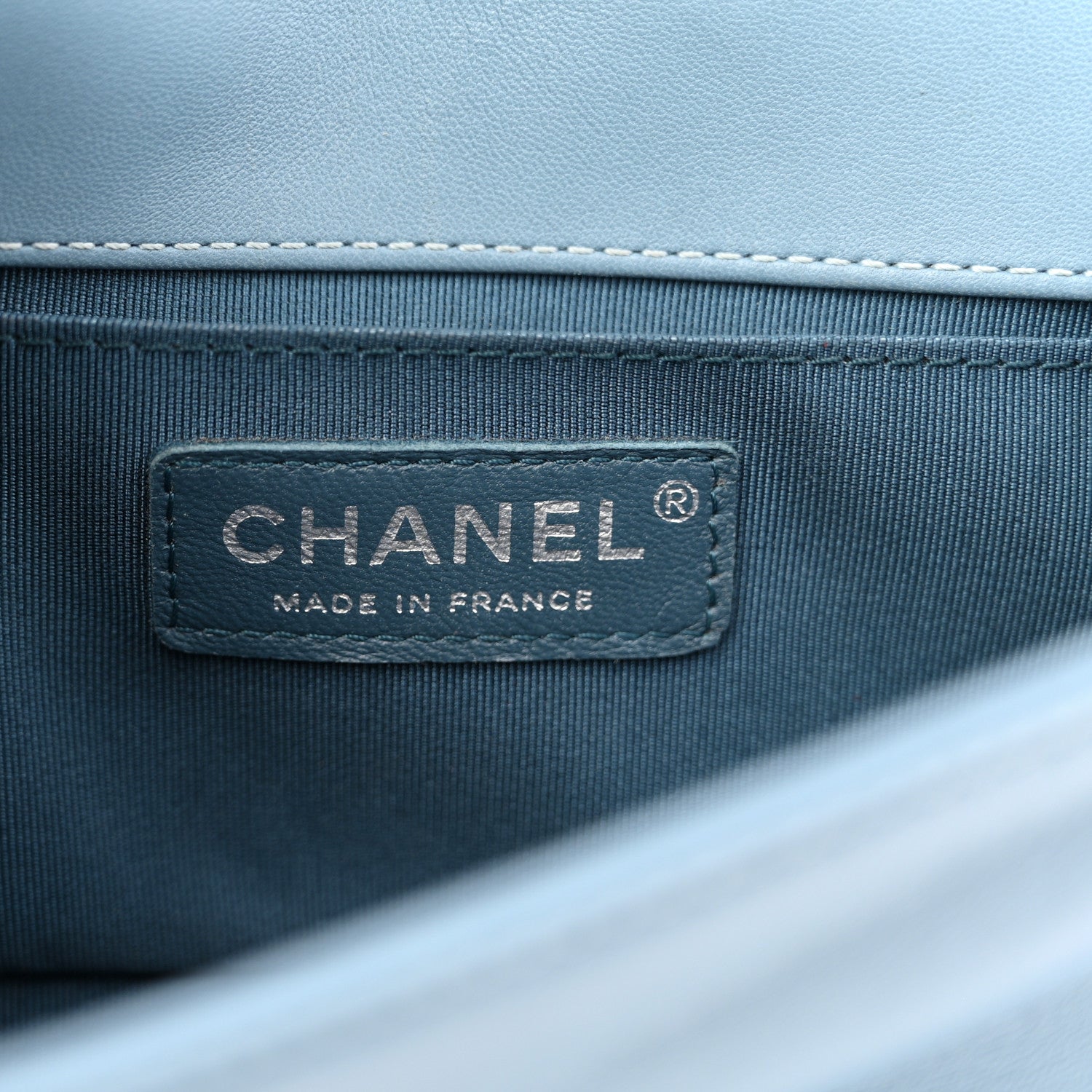 Lambskin Quilted Small Boy Flap Light Blue