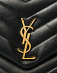 Calfskin Y Quilted Monogram Medium Loulou Chain Satchel Black