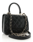 Lambskin Quilted Mini Trendy CC Dual Handle Flap Bag Black