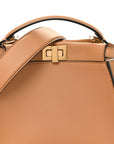 Vitello Seta Fabric Jacquard FF 1974 Mini Peekaboo Iconic Satchel Miele Scuro