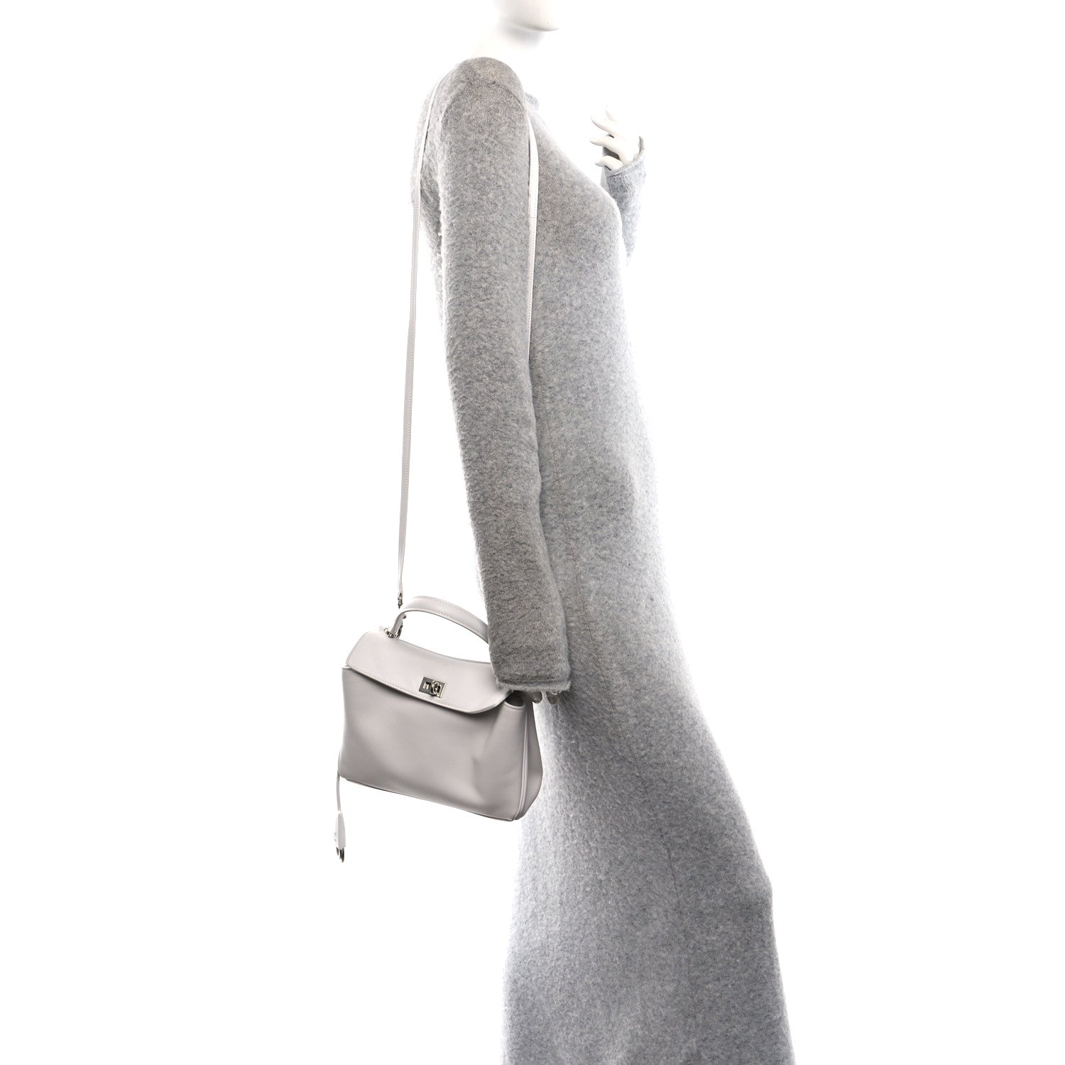 Natural Smooth Calfskin Mini Rodeo Top Handle Handbag Optic White