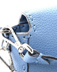 Cuoio Roma Sellerissima Nappa Sintetica Tape Stitch Baguette Placca Placca Argento Blue