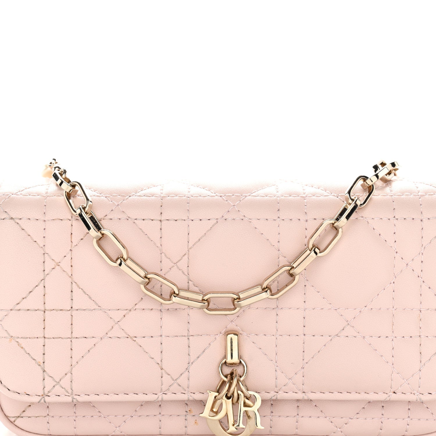 Lambskin Cannage D1OR Talk Phone Pouch Rose Poudre